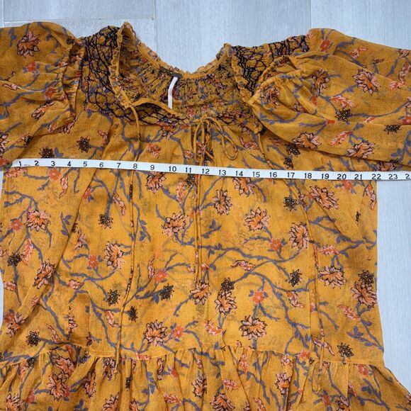 Free people size small oversized tunic top/blouse sheer Bohemian hippie summer - Picture 4 of 6